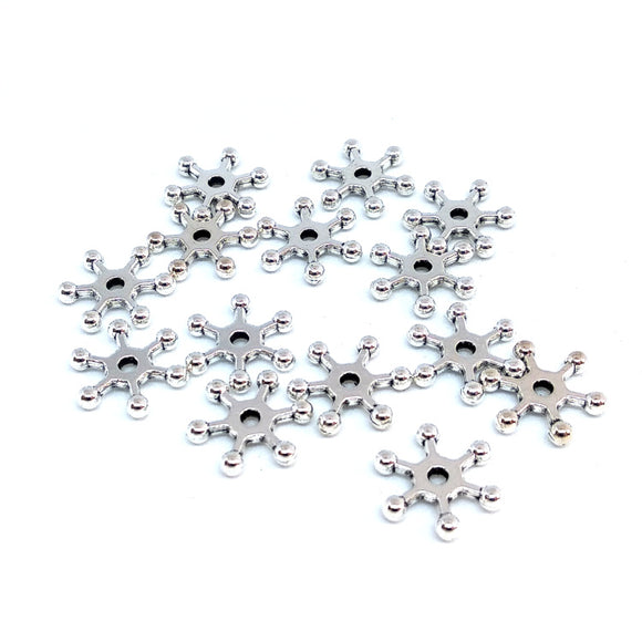 Antique Silver 11mm Snowflake Spacers - Beading Amazing