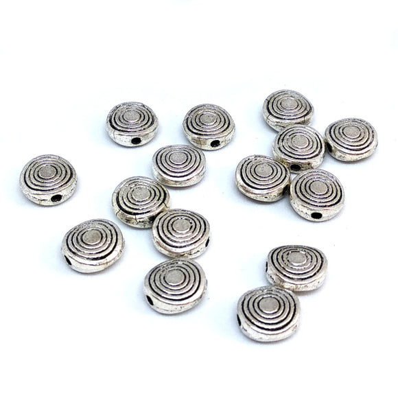 Antique Silver Patterned Disc Spacers - Beading Amazing