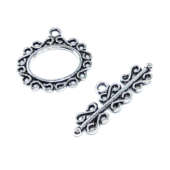 Antique Silver Individual Scroll Toggle Set - Beading Amazing
