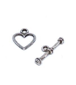 Small Silver Heart Toggle Clasps - Beading Amazing