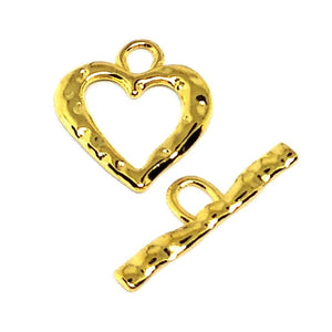 Large Hammered Heart Gold Toggle Set - Beading Amazing