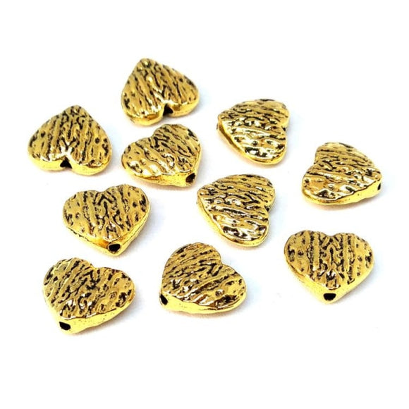 Gold Heart Metal Spacer Beads - Beading Amazing