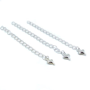 Silver Heart Detail Extension Chains - Beading Amazing