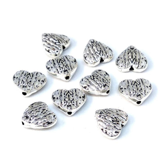 Silver Heart Metal Spacer Beads - Beading Amazing